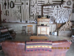 Outdoor family room with wood stove